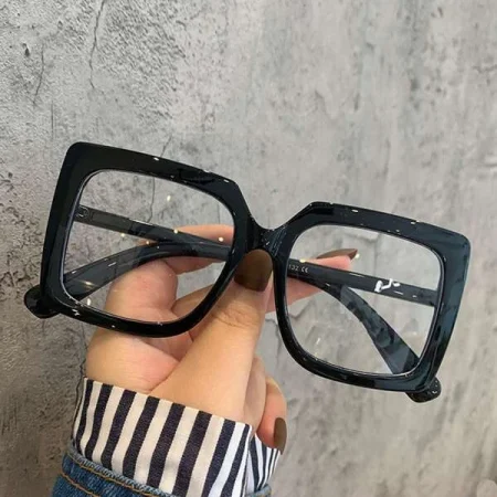 Vintage Square Frame Eyeglasses Big Glasses Clear Glasses Accessories Blue Light Glasses Accessories For Women Black