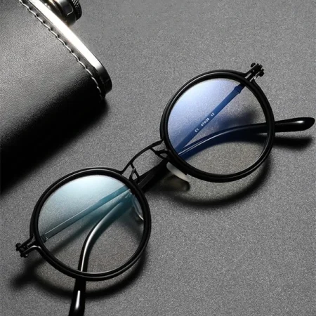 Men Round Frame Anti-Blue Light Eyeglasses Clear Glasses Blue Light Glasses Accessories Black