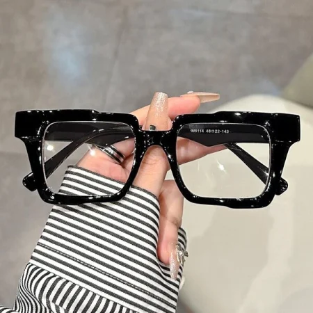 1pc Black Square Glasses Women's Decorative Plastic Frame Fashion Street Style Eyeglasses Clear Glasses Accessories Blue Light Glasses Accessories For Women Black