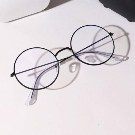 1pc Vintage Round Eyeglasses Non-Prescription Glasses For Men & Women Clear Glasses Accessories Blue Light Glasses Accessories For Women Black