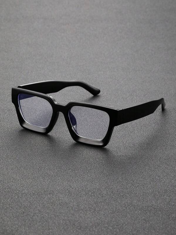 1pc Square Frame Plastic Classical Fashion Black Anti-Blue Light Glasses For Men Reading Outdoor Travel Daily Life Accessories Clear Glasses Blue Light Glasses Accessories Black