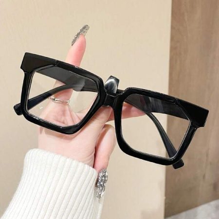 1pc Trendy Y2k Style Square Frame Unisex Vintage Non-Prescription Eyeglasses Clear Glasses Accessories Blue Light Glasses Accessories For Women Black