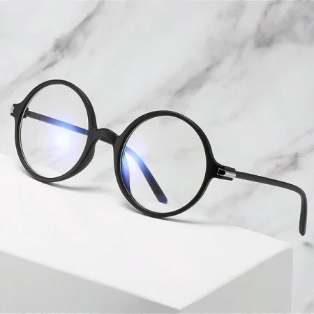 2024 New Korean Style Retro Literary Glasses Frame Men Trendy Eyeglasses Frame Women Flat Lens Glasses Blue Light Glasses Accessories Black