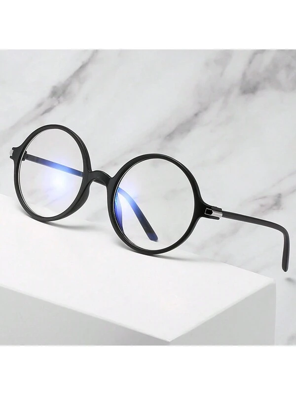 2024 New Korean Style Retro Literary Glasses Frame Men Trendy Eyeglasses Frame Women Flat Lens Glasses Blue Light Glasses Accessories Black