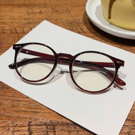 1 Pair Women's Brown Round PC Frame Simple And Fashionable Clear Glasses, Suitable For Daily Wear Blue Light Glasses Accessories For Women Brown