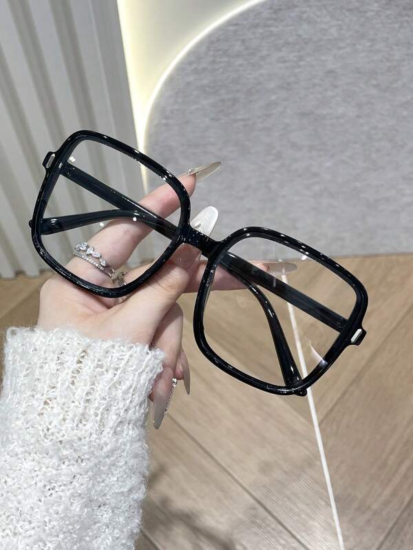 1pc/2-5pcs Women Oversized Classic Square Frame Lively Fashion Y2k Clear Glasses For Back To School Take Photo Daily Eye Protection Clothing Accessories. Clear