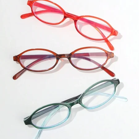 3pcs/Set Oval Shape PC Frame Colorful Gradient Retro Style Casual Eyeglasses Halloween Green Red Brown