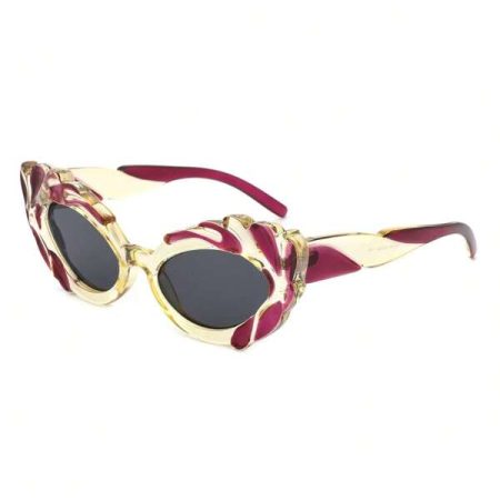 Modern Sculpted Cat Eye Fashion Women's Sunglass White/Purple