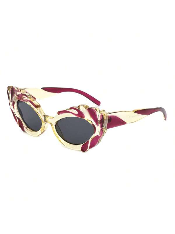 Modern Sculpted Cat Eye Fashion Women's Sunglass White/Purple