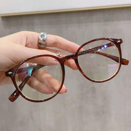 1 Pair Brown Round PC Frame Casual Optical Glasses, Suitable For Daily Outfit Blue Light Glasses Accessories For Women Brown