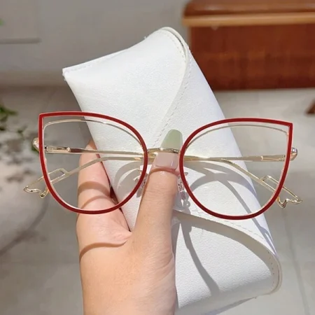 1Pc Women New Full Frame Cat Eye Shaped Glasses Chic Hollow Out Metal Frame Fashionable Multicolor Eyeglasses Luxury Exquisite Glasses Suitable For Daily And Vacation Decorative Use Blue Light Glasses Accessories For Women Multicolor