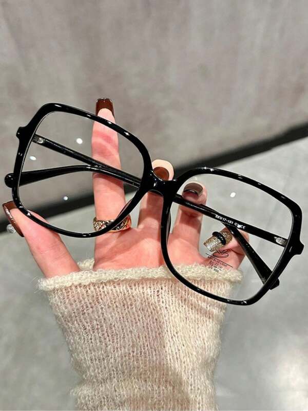 1pc Unisex Large Frame TR Square Fashionable Casual Optical Glasses, Anti-Blue Light, Clear Lens Clear